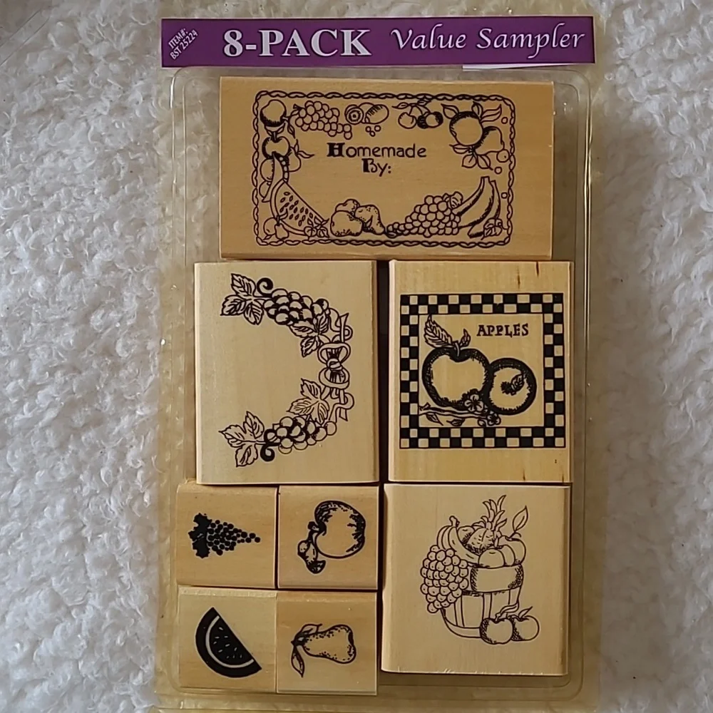 20 Wooden Stamps Lighthouse Seashells Fruit Flowers Bloom Where You're Planted